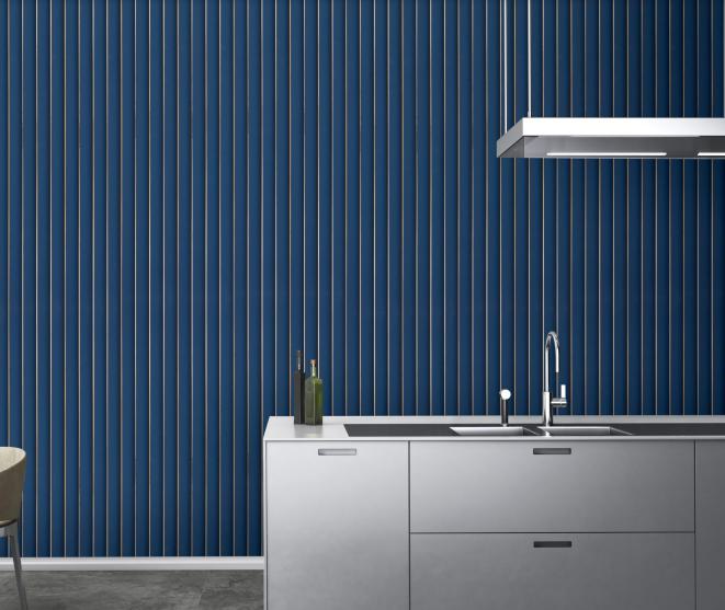 Estella Decor Estella Decor Charcoal Louvers 8x0.39 ft plain colors Blue ED 1712