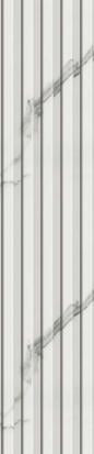 Italian Statuario 3D Plank Marble Series Louvers & Stone White 8x0.58 Ft - Ev 14003