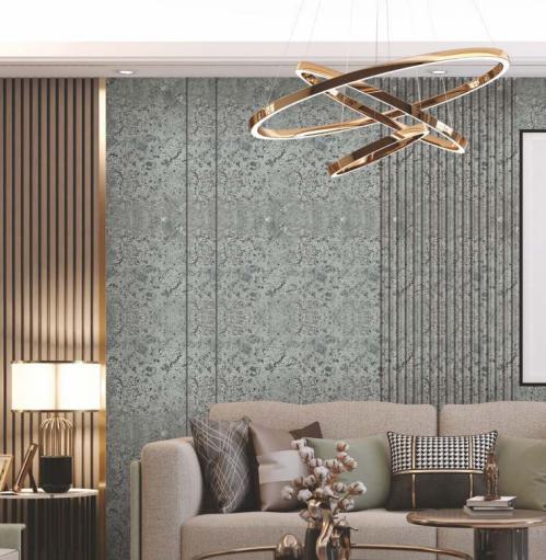 Emperado Grigio 3D Plank Italian Marble Series Louvers & Stone Grey 8x0.58 Ft - Ev 14803