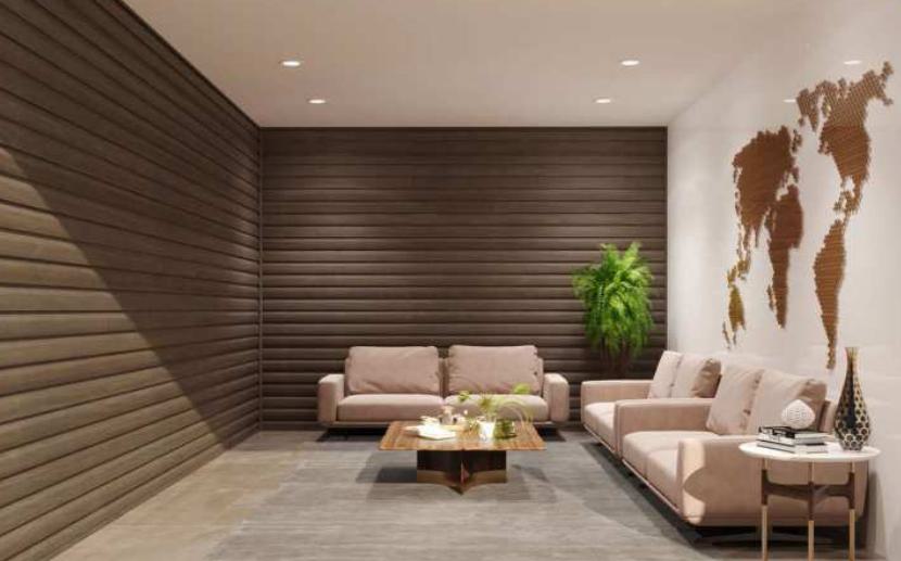 Pare Panels Wave Design Interior & Exterior Wall & Ceiling Panel 10x0.88 ft wood louvers Brown English_Nut