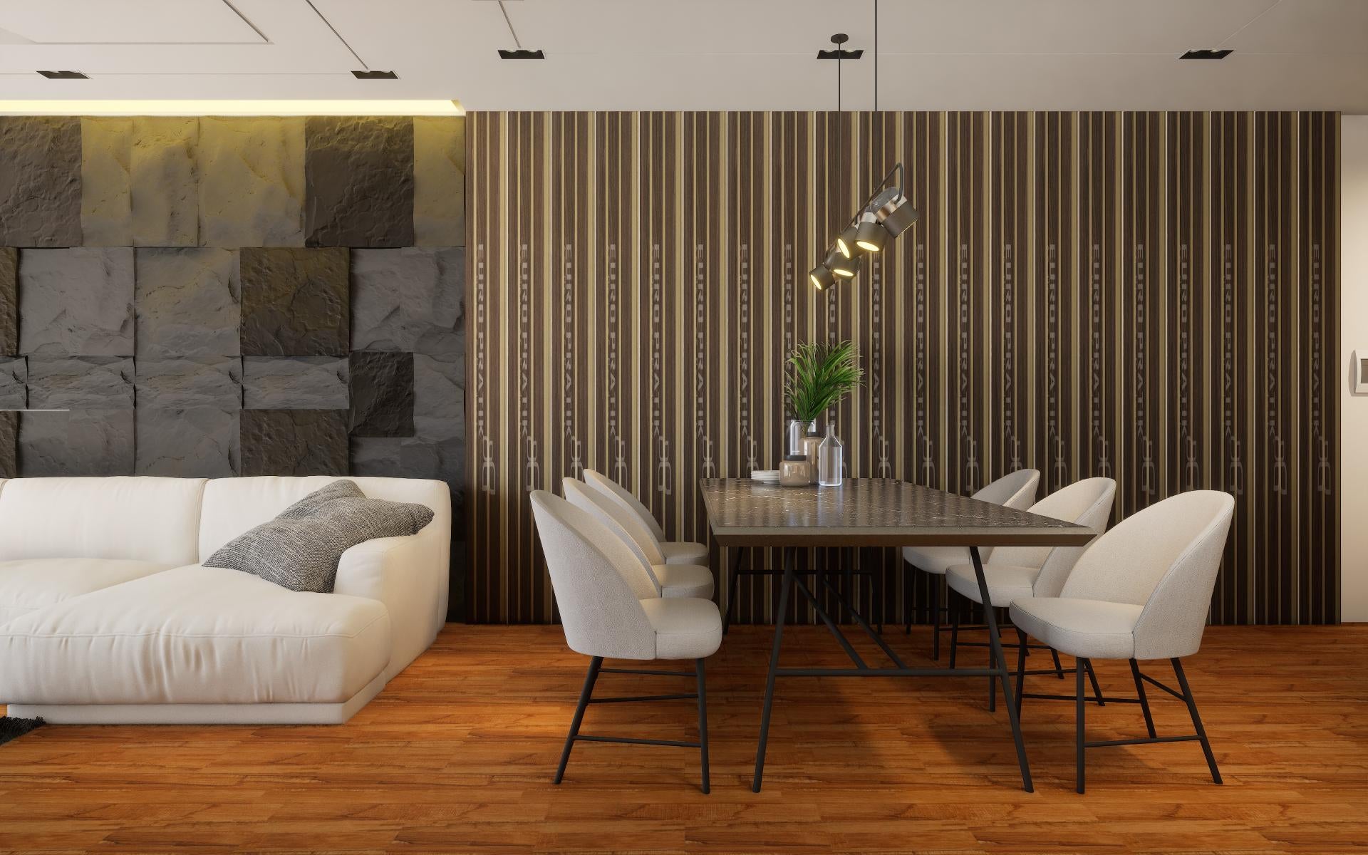 Cassa3 Series Wood Louvers Brown 8x0.53 Ft - 5814-01