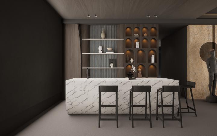 Cassa4 Series Stone Louvers Marble & Black 8x0.58 Ft - 5841