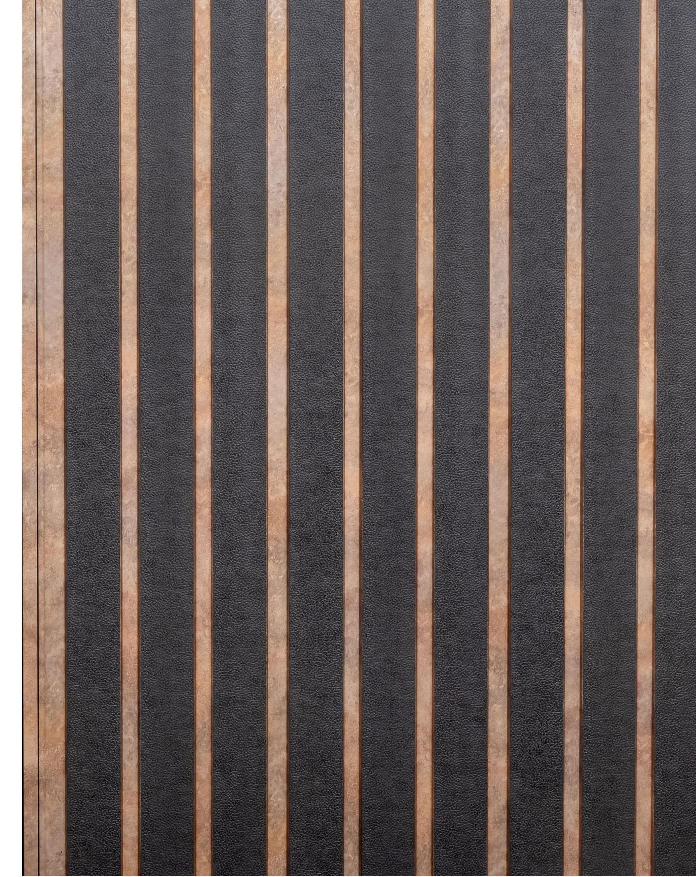Cassa Series Leather Louvers Fabric Grey 8x0.53 Ft - 5864