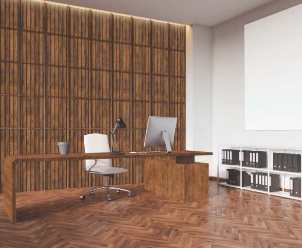Charcoal Louvers Panel Wood Brown 8x1 Ft - Gl 12104