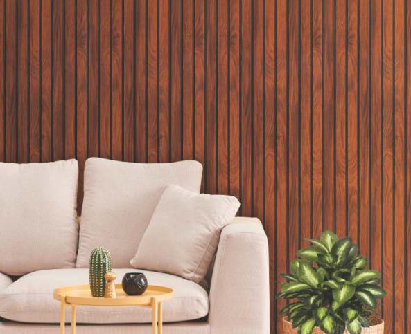 Charcoal Louvers Panel Wood Brown 8x1 Ft - Gl 12110