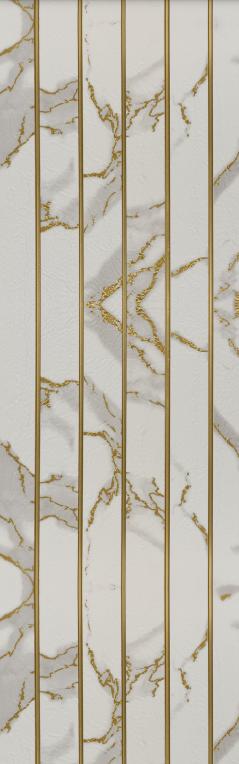 Emporio Series Seamless Interlocking Charcoal Louvers Marble & Stone White 8x0.83 Ft - Gl 6355