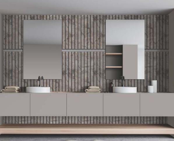 Charcoal Louvers Panel Wood Brown 9.5x1 Ft - Gl 912306