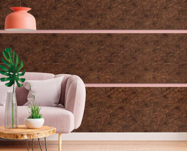 Gloirio Series Louvers Panel Marble & Stone Brown 8x2 Ft - Gl 10037