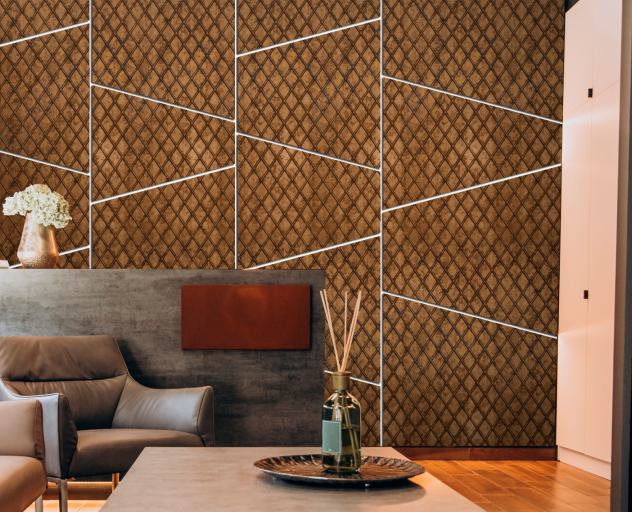 Gloirio Series Louvers Panel Designer Brown 8x2 Ft - Gl 10046