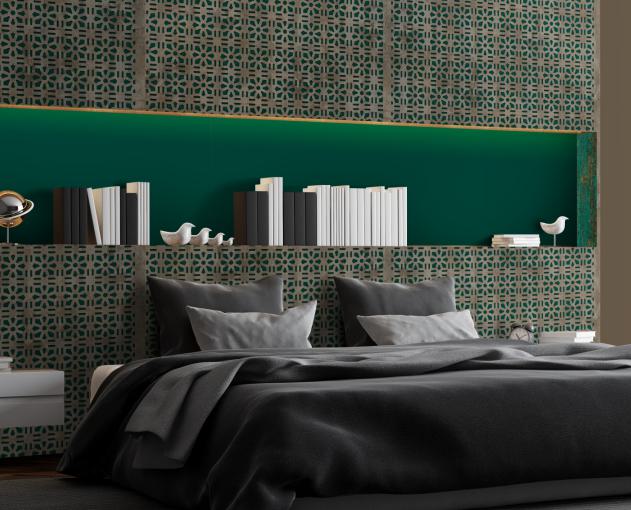 Gloirio Series Louvers Panel Designer Green 8x2 Ft - Gl 10139