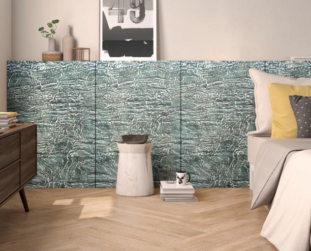 Gloirio Series Louvers Panel Marble & Stone Green 8x2 Ft - Gl 10140