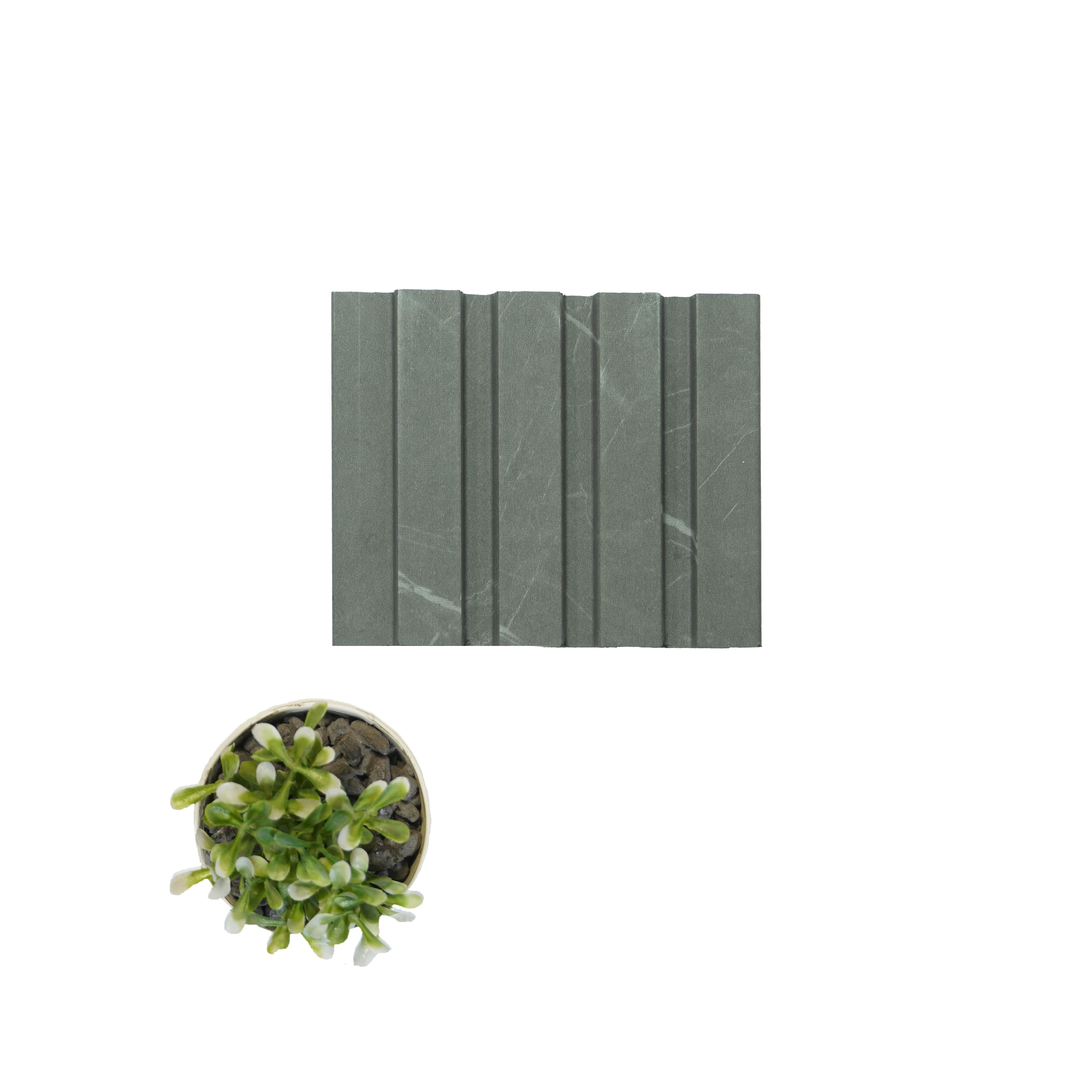 Premium Charcoal Panel Marble & Stone Louvers Green 8x0.4 Ft - Pn 00661
