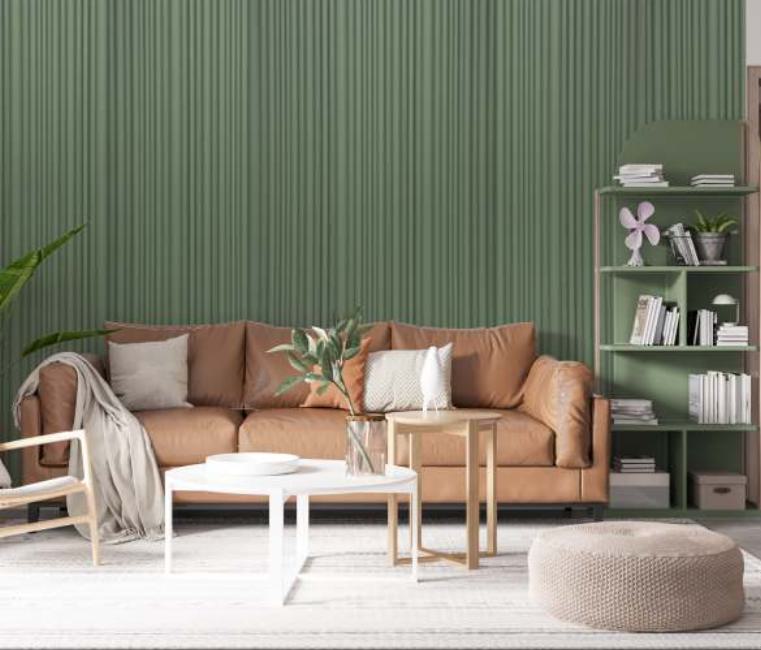 Plain Colour Charcoal Louvers Panel Colors Green 9.5x0.4 Ft - Pn 00518