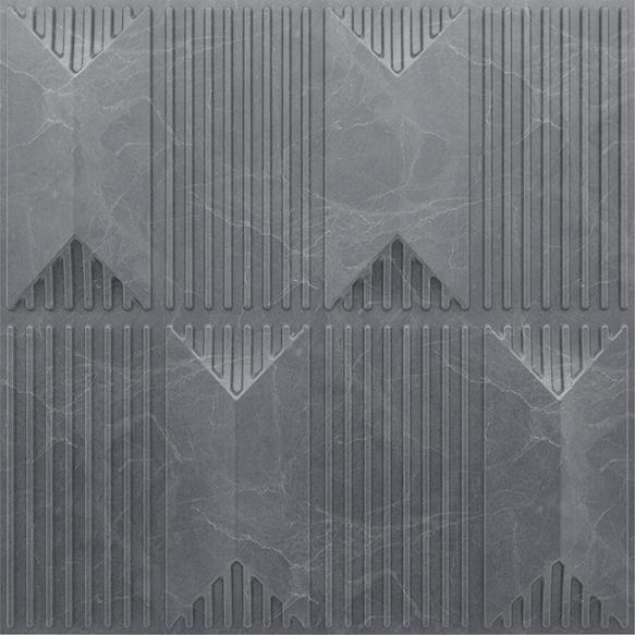 Gray Marble Artisan 3D Wall Panel Designer Grey 1.6x1.6 Ft -