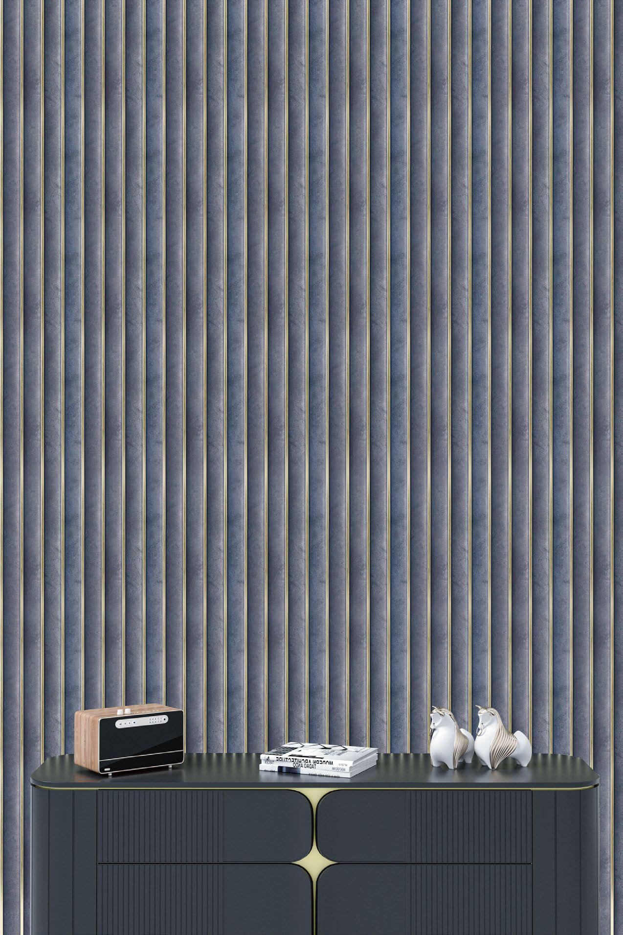 Grey Cement Charcoal Louvers Panel Wood 8x0.41 Ft - Pn 05294