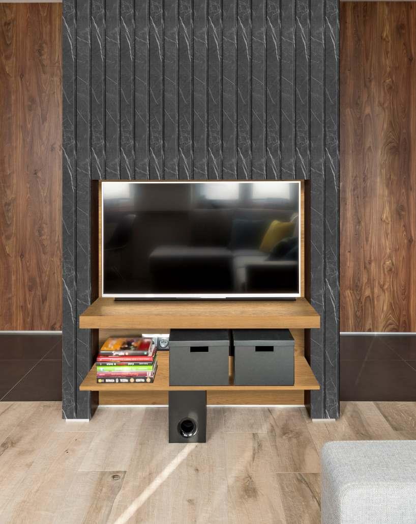 Grey Charcoal Louvers Panel Display Clads Series Wood 8x0.41 Ft - Sa 2002