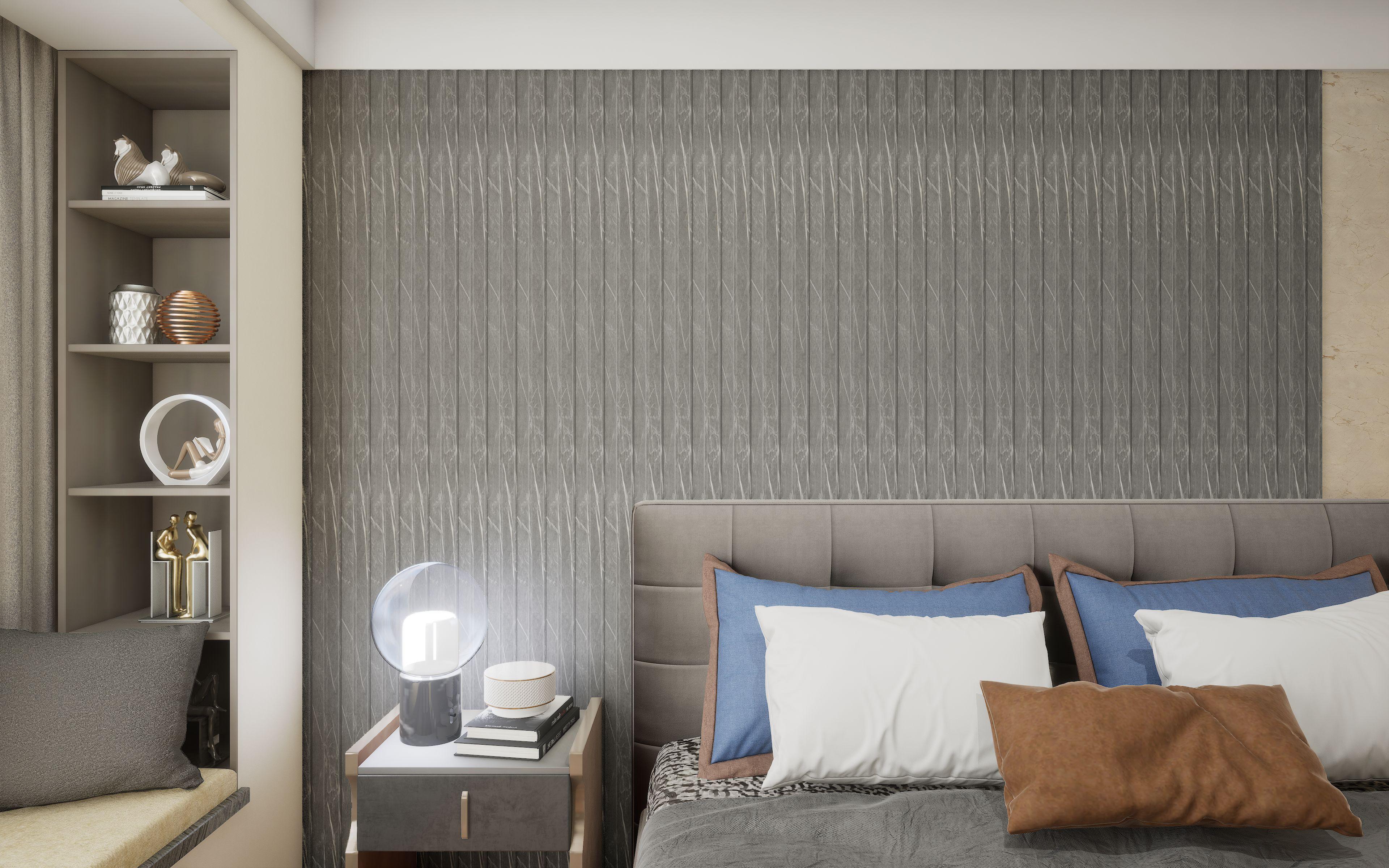 Grey Charcoal Louvers Panel Display Clads Series Wood 8x0.41 Ft - Sa 2002
