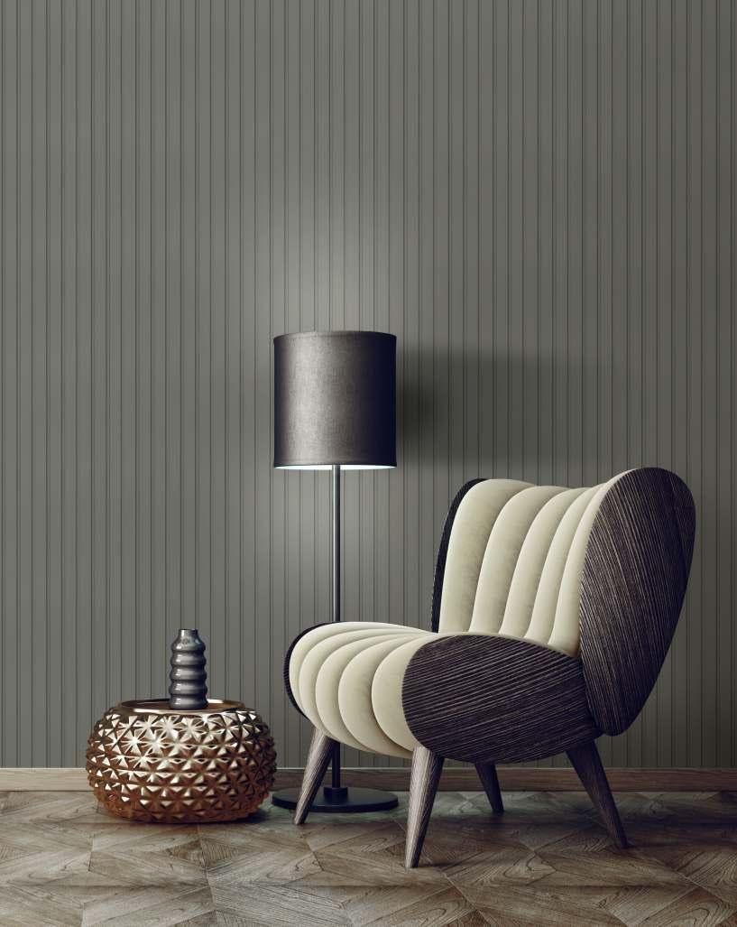 Grey Charcoal Louvers Panel Display Clads Series Plain Colors 8x0.41 Ft - Sa 4005