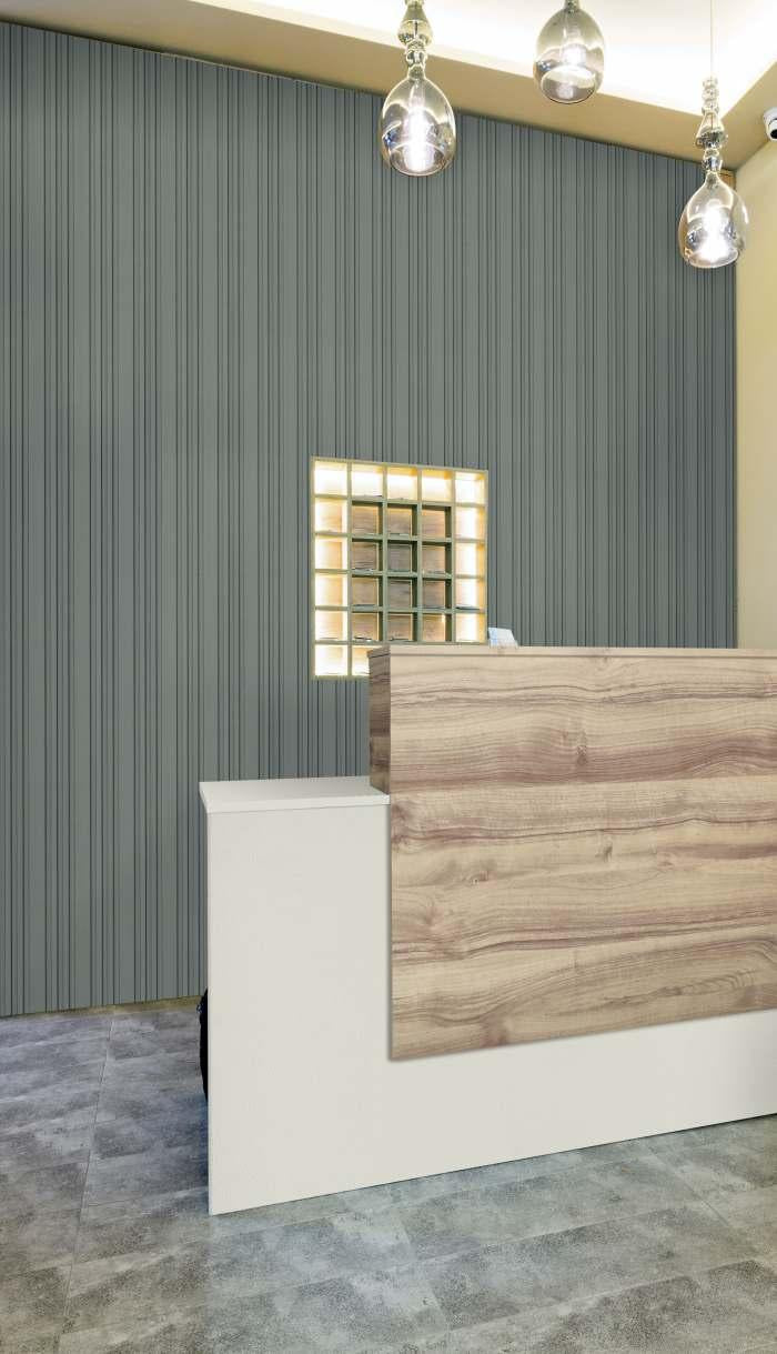 Grey Charcoal Louvers Panel Sleek & Splendid Series Plain Colors 8x0.41 Ft - Sa 4006
