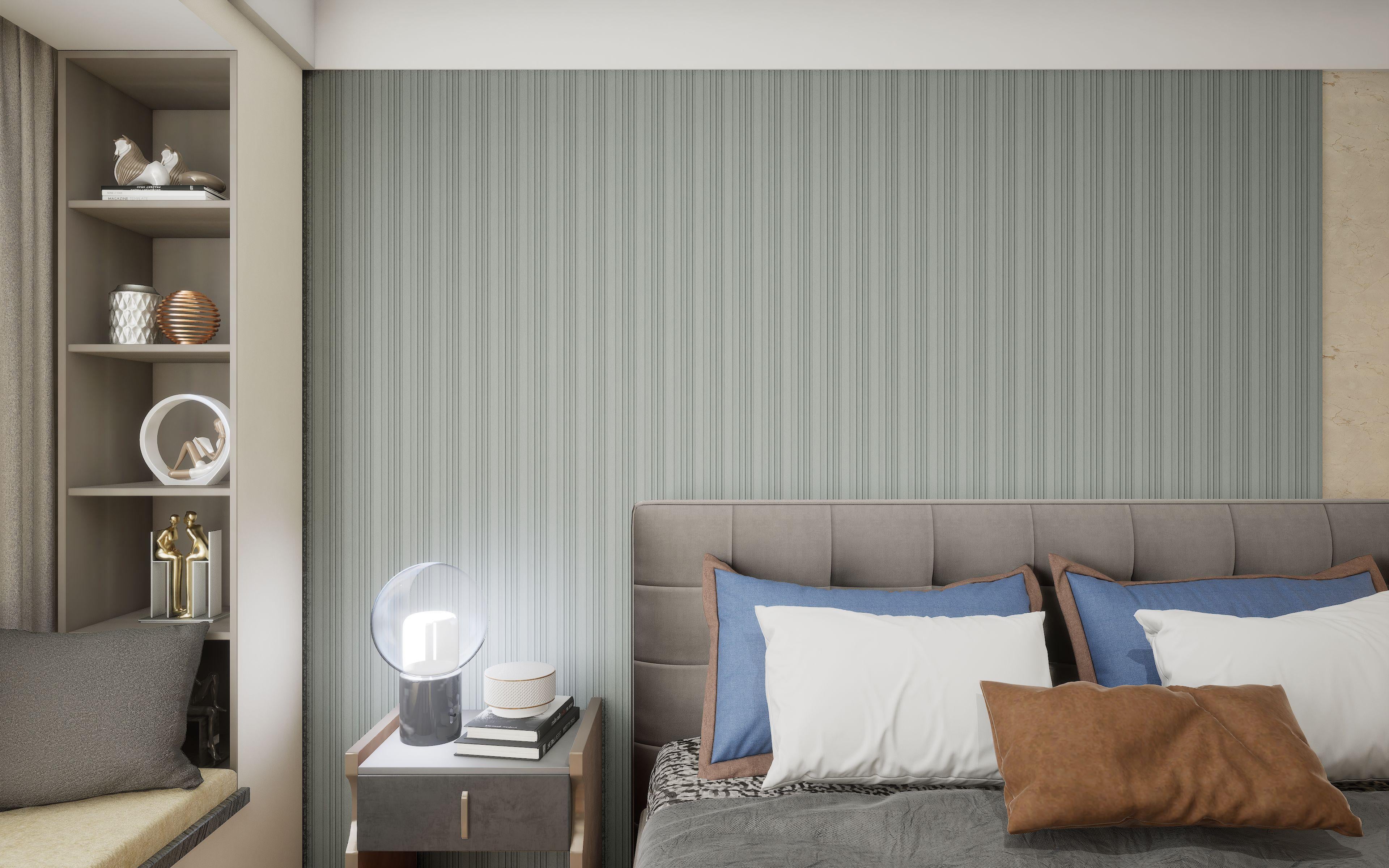 Grey Charcoal Louvers Panel Sleek & Splendid Series Plain Colors 8x0.41 Ft - Sa 4006