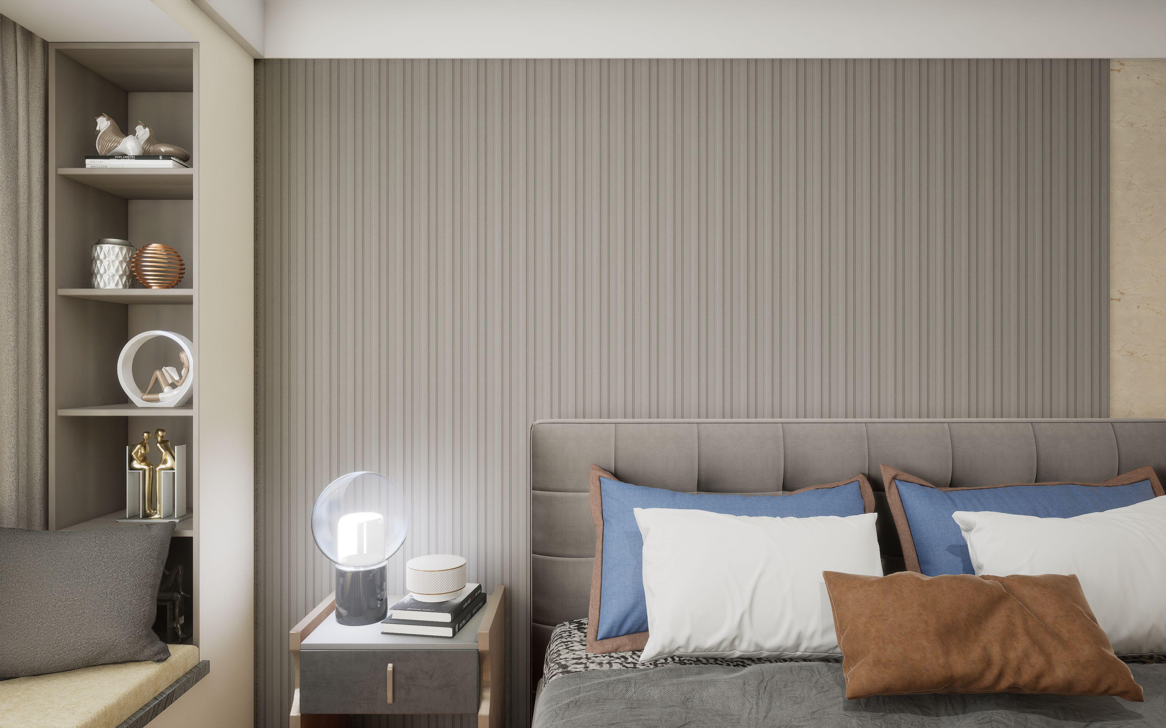 Grey Charcoal Louvers Panel Sleek & Splendid Series Wood 8x0.41 Ft - Sa 4012