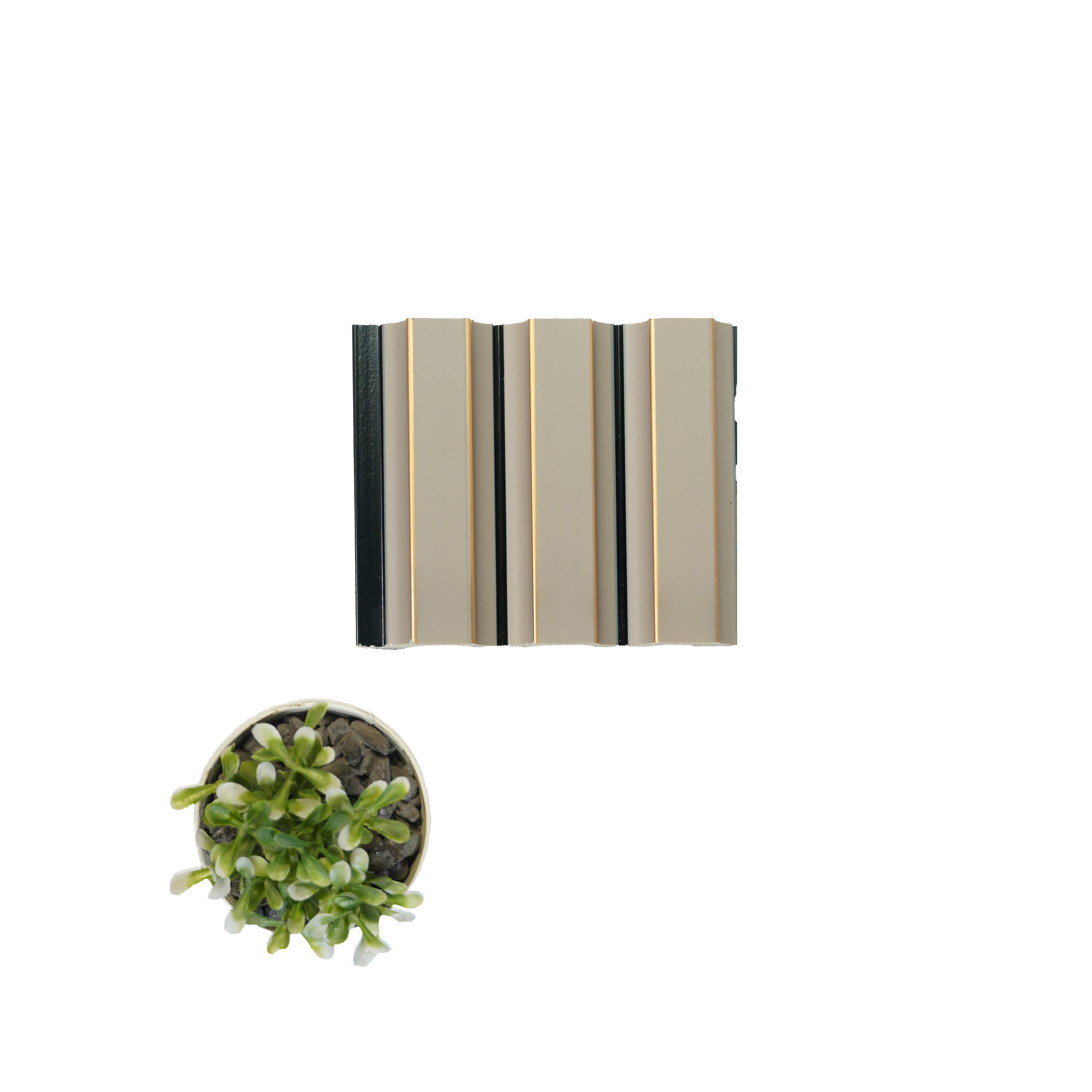 Beige Charcoal Louvers Plain Colors 8x0.41 Ft - 8527