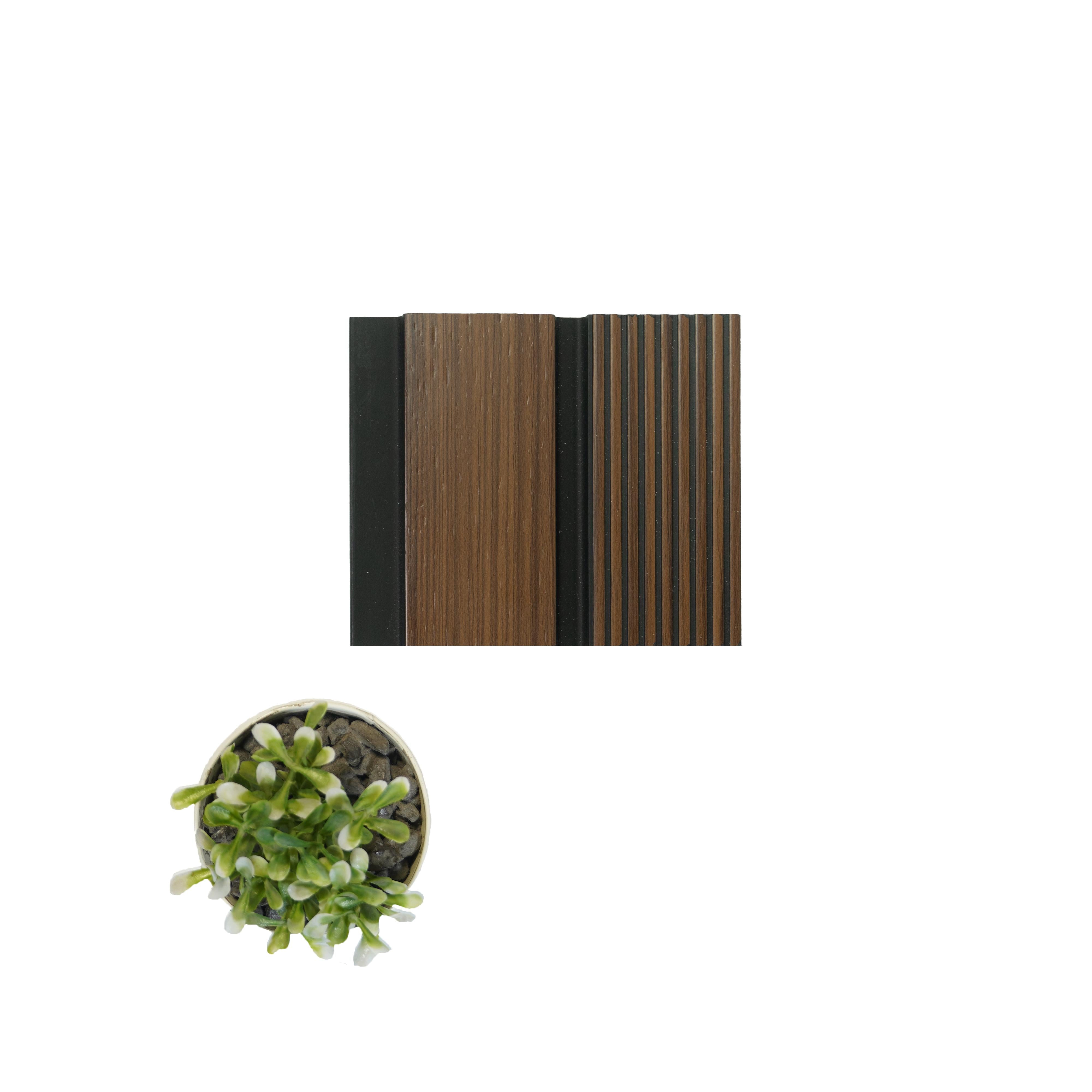 Brown Charcoal Louvers Wood 8x0.39 Ft - 4533