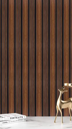 Brown Charcoal Louvers Wood 8x0.39 Ft - 4533