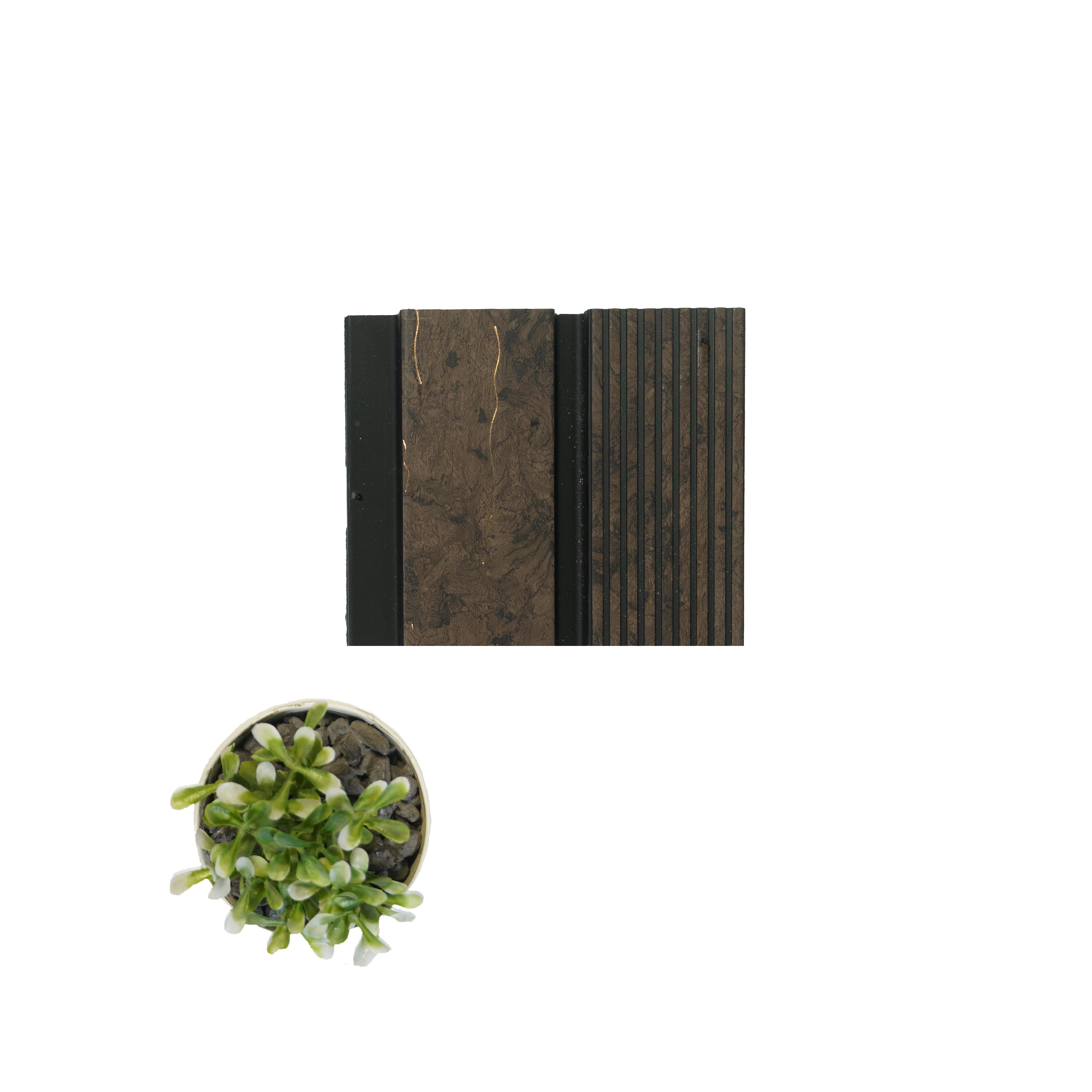 Brown Charcoal Louvers Wood 8x0.39 Ft - 4534
