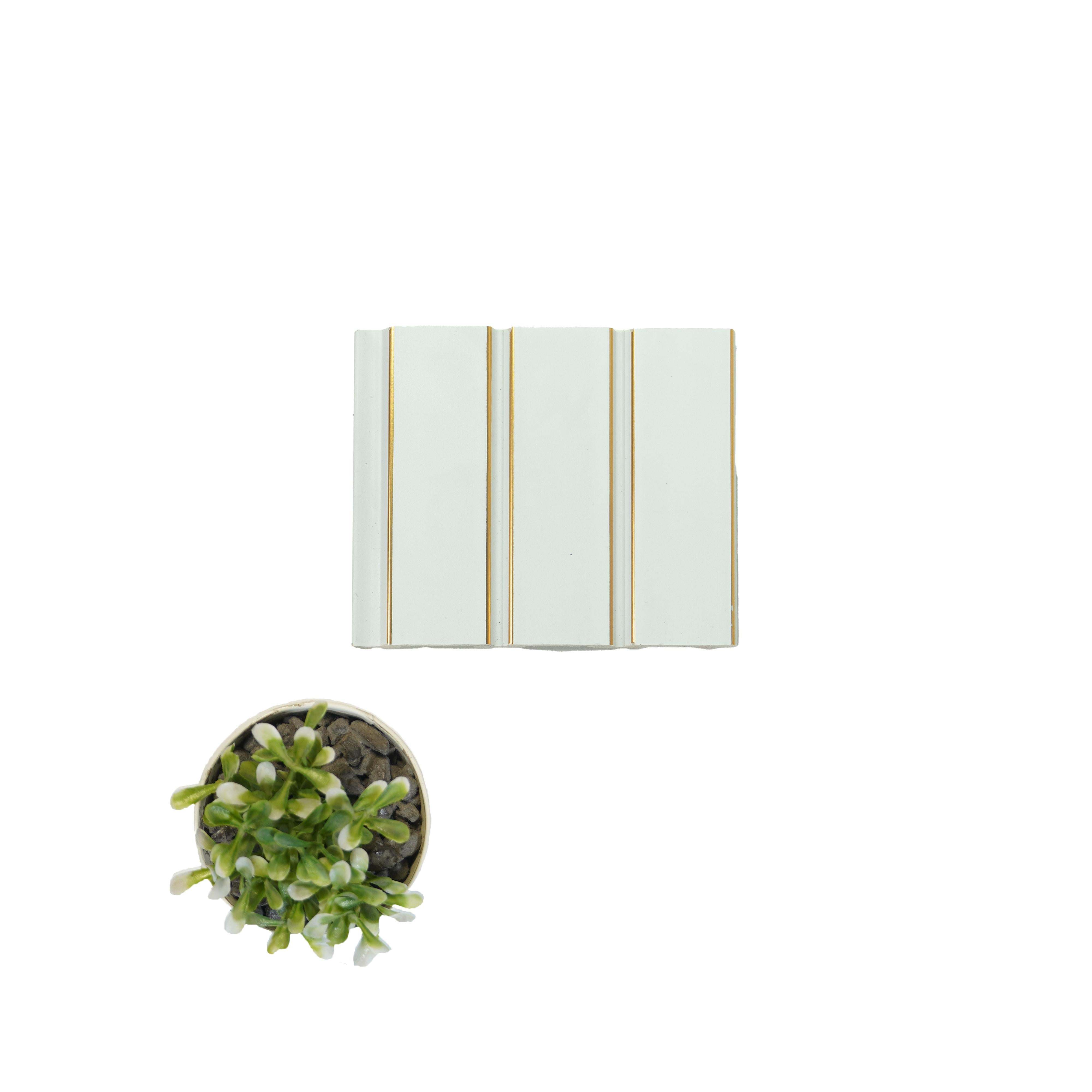 White Charcoal Louvers Marble & Stone 8x0.4 Ft - 4703