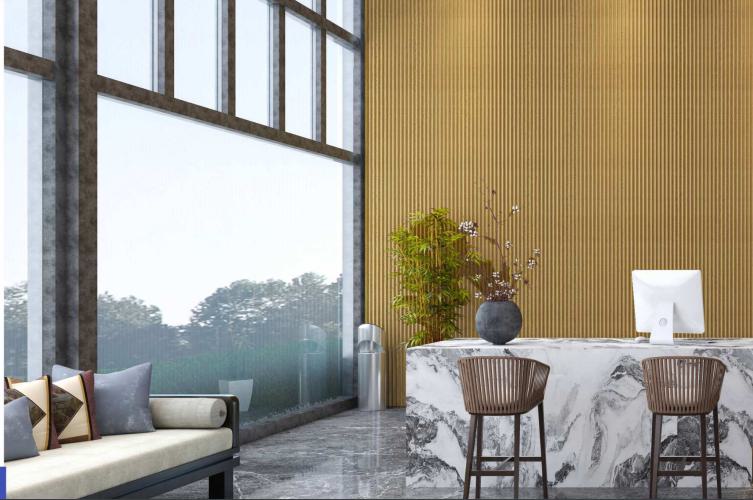 Pare Panels Prism Design Interior & Exterior Wall & Ceiling Panel 10x0.85 ft wood louvers Brown Honey_Maple