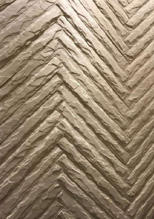 Long Rock Clay Crafted Interior Cladding Designer Louvers Grey 2.62x0.26 Ft - Ittimi