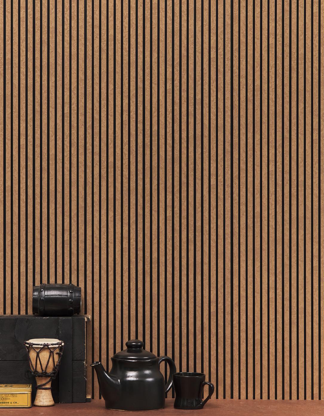 Rang Charcoal Louver Wood Khakhi Brown 8x1 Ft - Ra 8107
