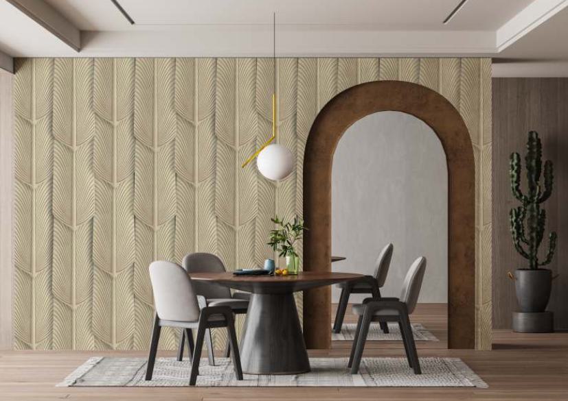 Light Beige Buff Pu Stone Panel Designer Louvers 3x0.65 Ft - Pn 03114 E