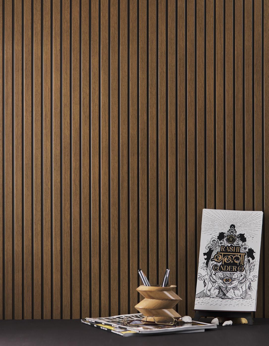 Rang Charcoal Louver Panel Wood Light Brown 8x1 Ft - Ra 8117