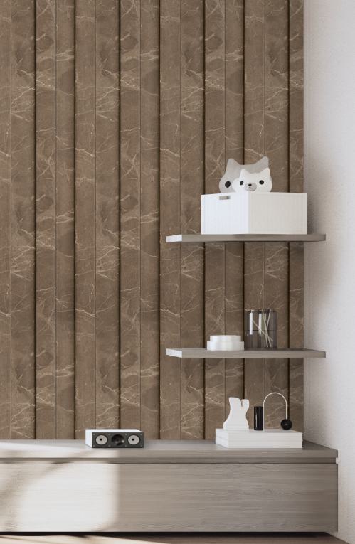 Marble Finish Charcoal Louvers & Stone Brown 8x0.41 Ft - Mw 1907