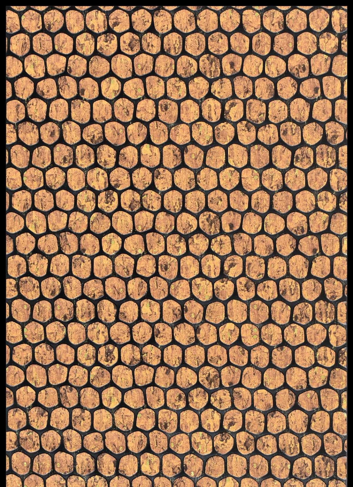 Brown designer louvers with honeycomb pattern and textured surface