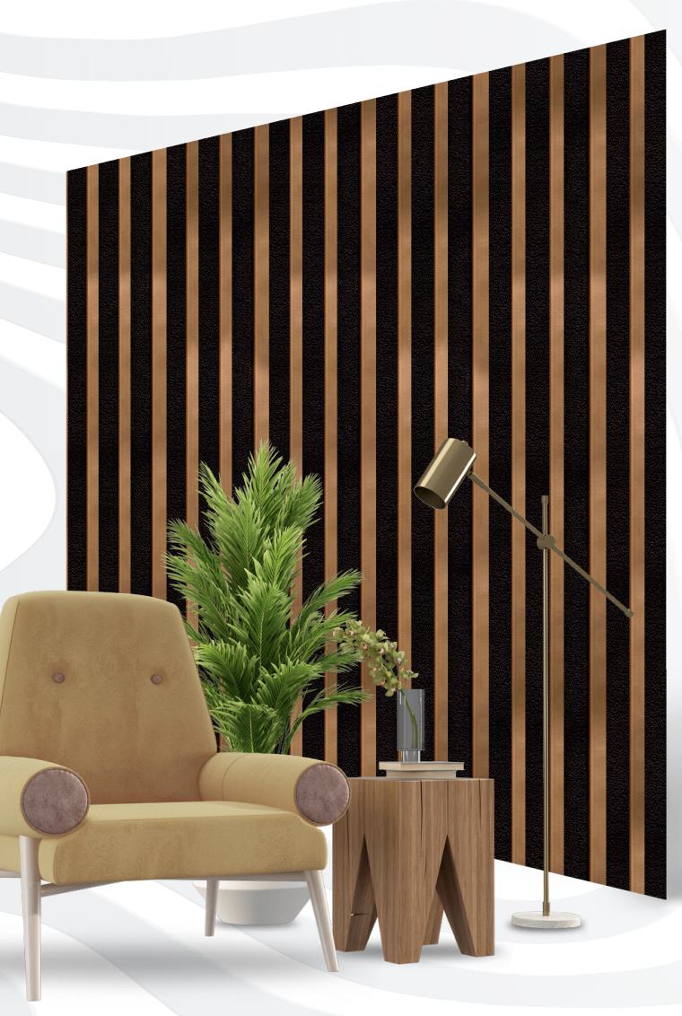 Metallic Charcoal Louvers Brown 8x0.41 Ft - S5 174