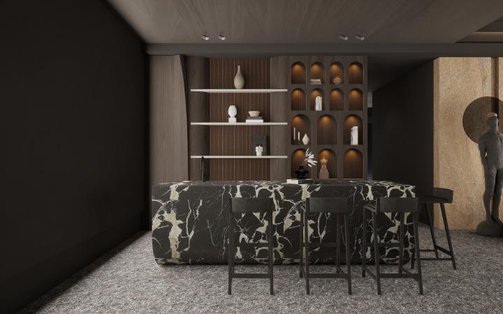 Metallic Charcoal Louvers Brown 8x0.41 Ft - S5 180