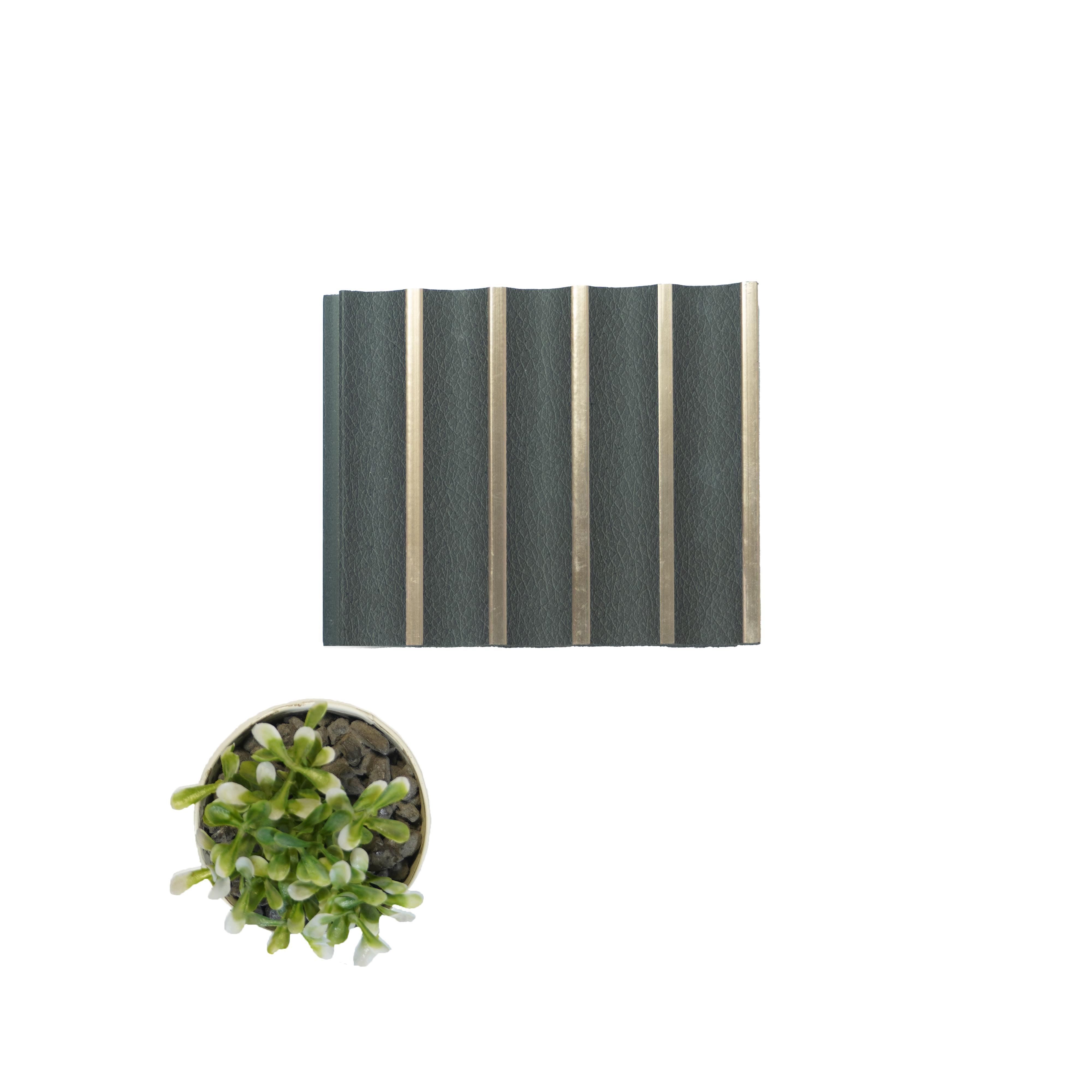 Leather Charcoal Louvers Panel Fabric Multi Colour 8x0.4 Ft - Pn 00705
