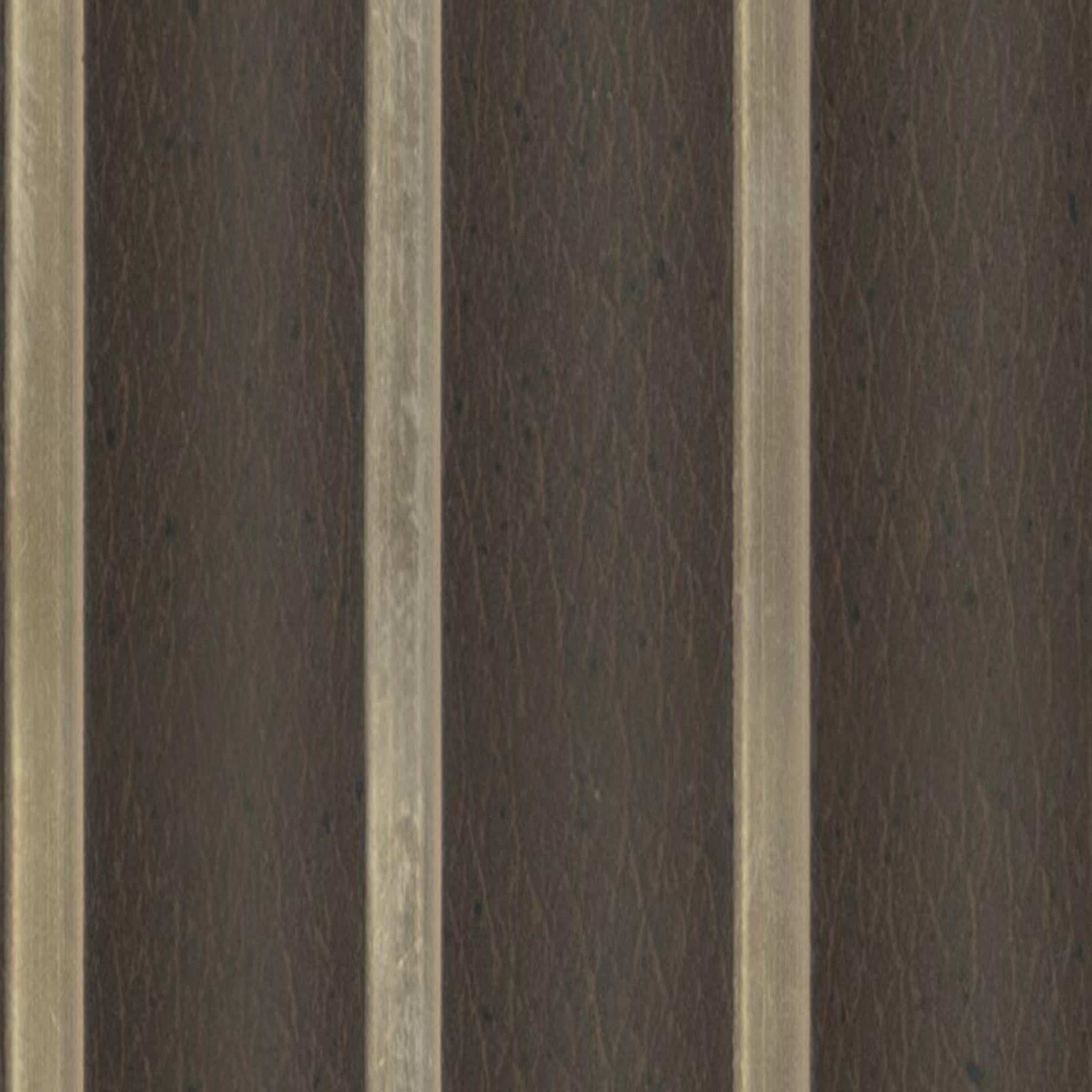 Leather Charcoal Louvers Panel Fabric Multi Colour 8x0.4 Ft - Pn 00707
