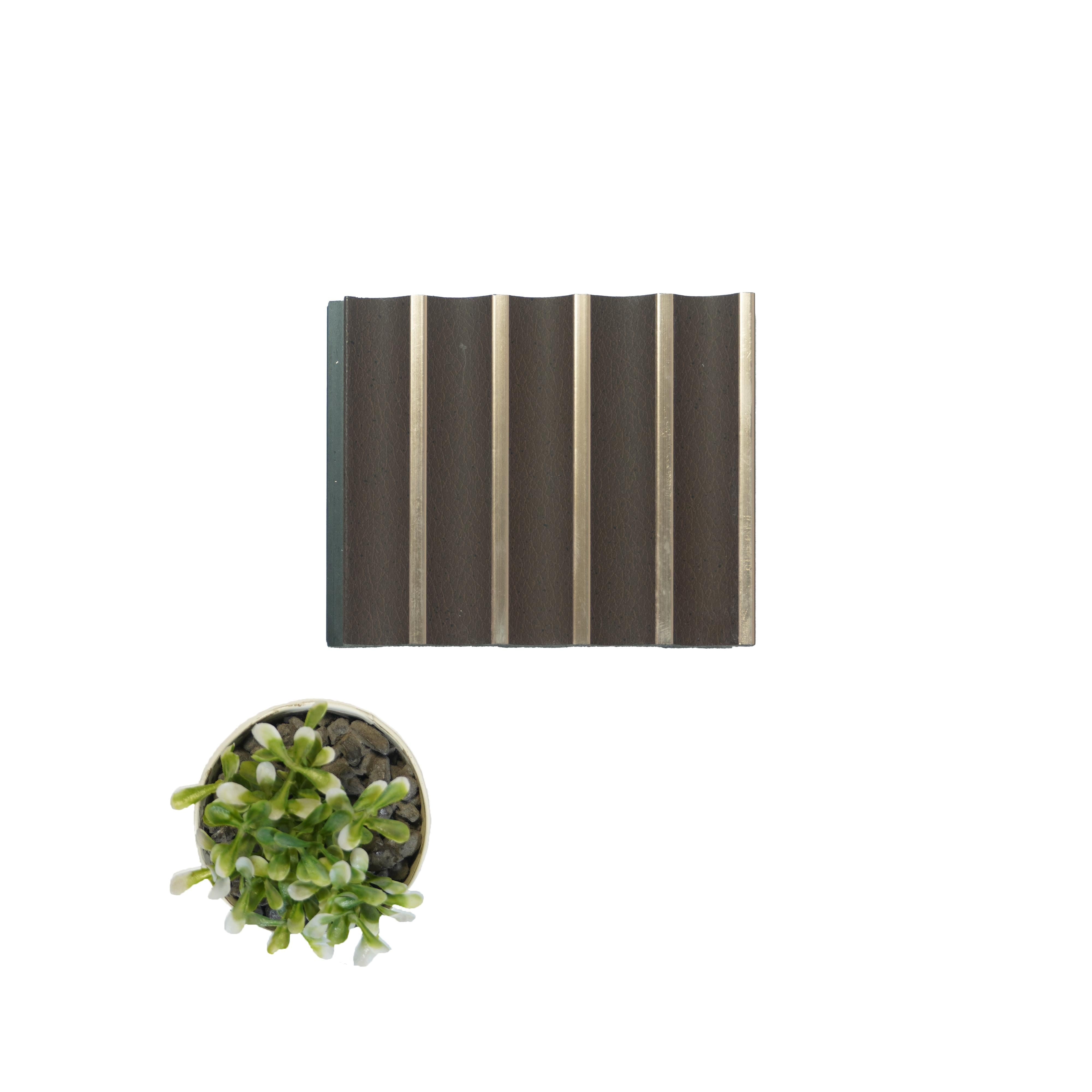 Leather Charcoal Louvers Panel Fabric Multi Colour 8x0.4 Ft - Pn 00707