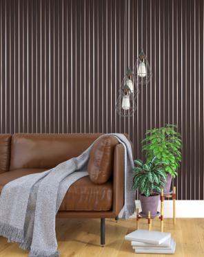 Leather Charcoal Louvers Panel Fabric Multi Colour 8x0.4 Ft - Pn 00707
