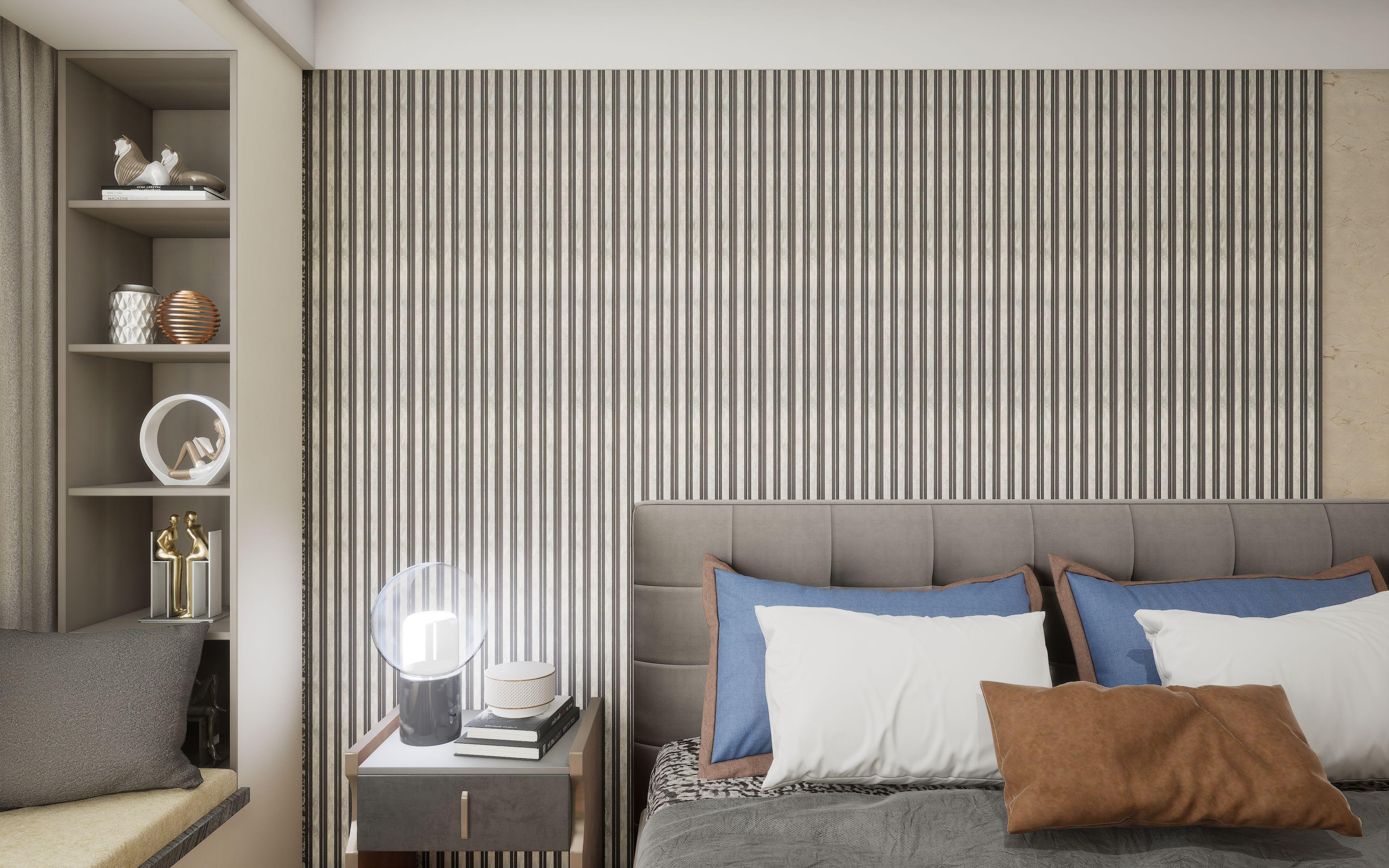 Multicolour Charcoal Louvers Panel Sleek & Splendid Series Marble Stone 8x0.41 Ft - Sa 3006