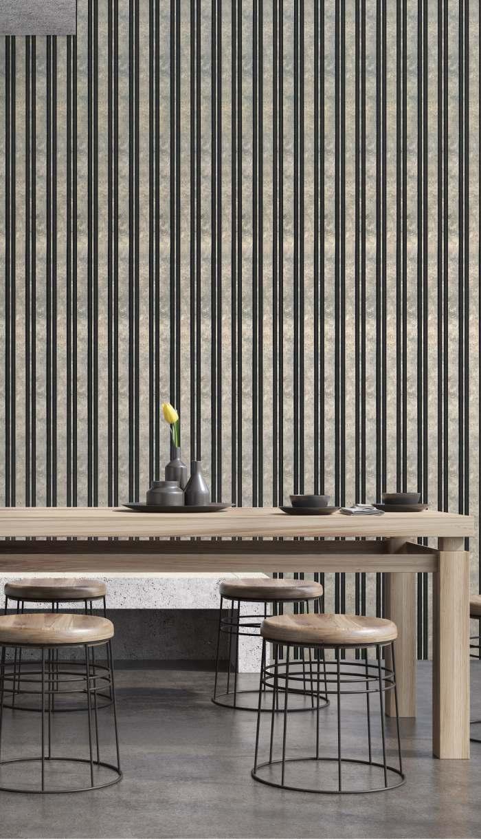 Multicolour Charcoal Louvers Panel Sleek & Splendid Series Marble Stone 8x0.41 Ft - Sa 3006