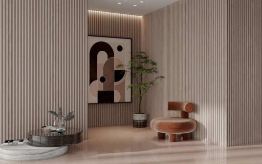 Dome Dual Black Design Interior & Exterior Wall Ceiling Panel Wood Louvers Brown 10x0.7 Ft - Noce Grande