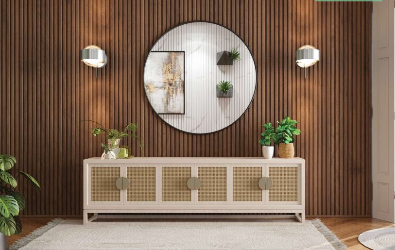 Pare Panels Oak Wood Ocre Linea Design Interior & Exterior Wall & Ceiling Panel 10x0.5 ft wood louvers Brown Oak_Wood
