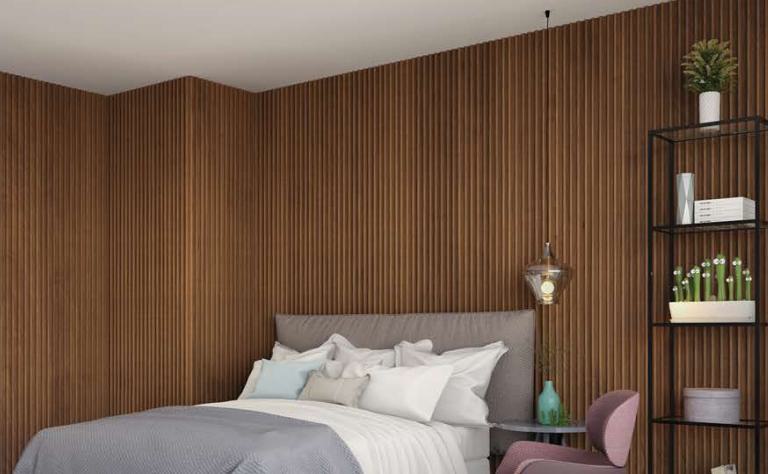 Pare Panels Oak Wood Ocre Arch Design Interior & Exterior Wall & Ceiling Panel 10x0.6 ft wood louvers Brown Oak_Wood