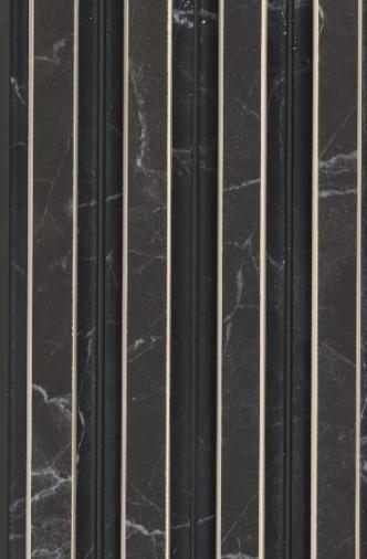 Interlock Charcoal Louvers Marble & Stone Obsidian 9.5x0.38 Ft - Pn 02716 L
