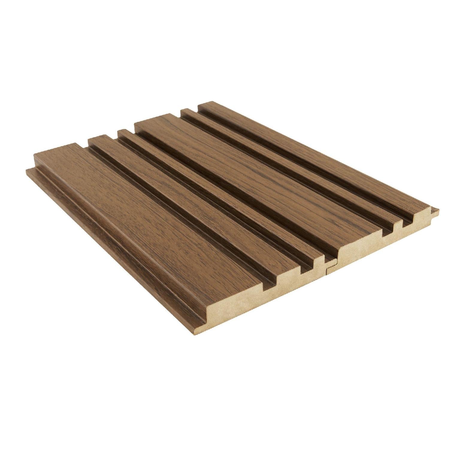 D Cocoa Brown Linear Small Pattern Louver Wood 9x0.39 Ft - Pn 00025
